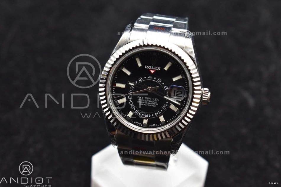on Oyster Dial SS SS Best A23J Skydweller Bracelet Noob Black Edition 0209